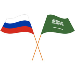 Russian Federation, Kingdom of Saudi Arabia. National flags. Abstract concept, icon set. Vector illustration.