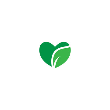 Heart leaf logo, healthy heart logo vector design template