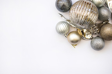 Christmas decorations on white background