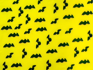 Bat pattern for halloween on yellow background