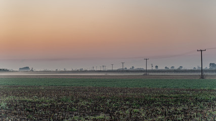 Fototapeta na wymiar morning fog sunrise at the fields