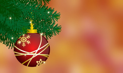 Red ornement ball on blur background