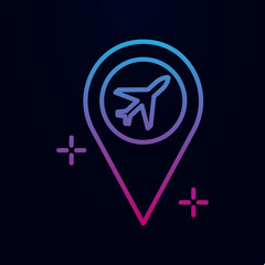 Obraz premium Location, airplane, airport nolan icon. Simple thin line, outline vector of airport icons for ui and ux, website or mobile application