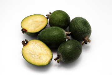 feijoa lies on a white background close-up