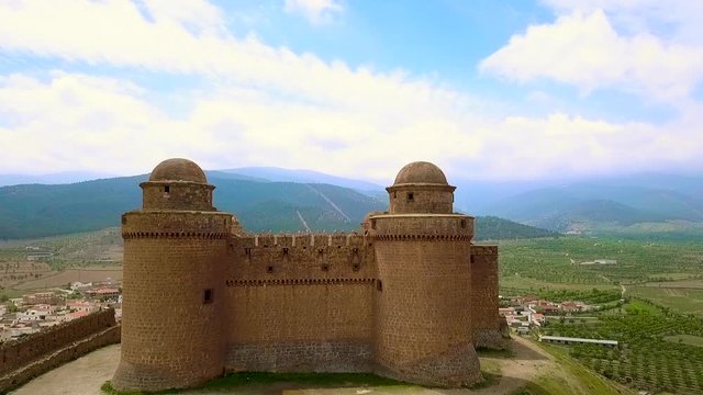 Aerial of Calahorra Castle, La Calahorra, province of Granada, Andalousia