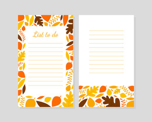 Decorative sheets for notes, list to do cartoon vector illustration