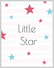 Little baby invitation, postcard. Little star