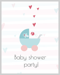 Little baby invitation, postcard. Baby shower party