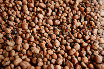 Expanded clay background close-up