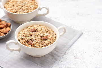 Oatmeal with almond in bowl