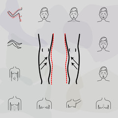 paget's correction, woman icon. Universal set of plastic surgery, epilation for website design and development, app development