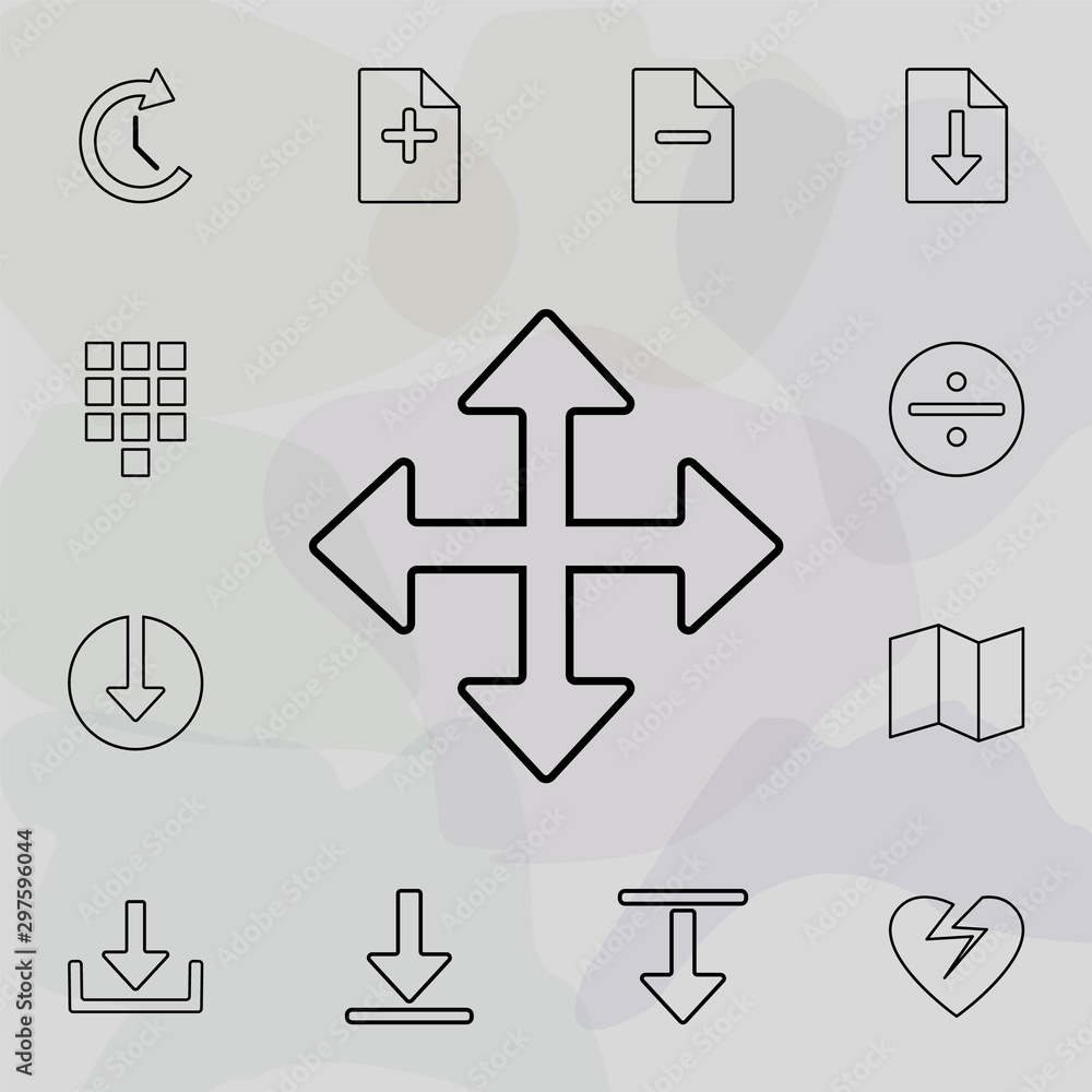Poster four-sided arrow icon. universal set of web for website design and development, app development