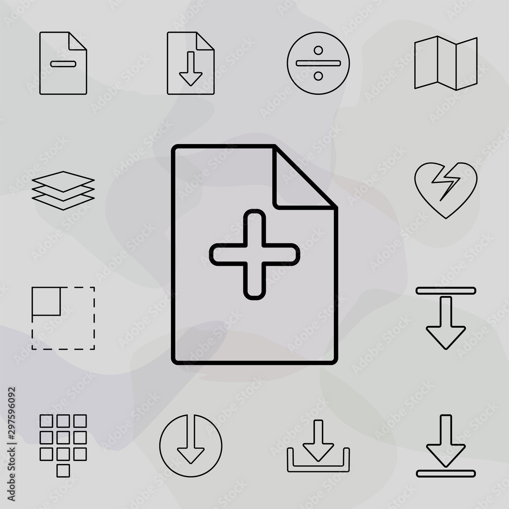 Poster adding a sheet icon. universal set of web for website design and development, app development