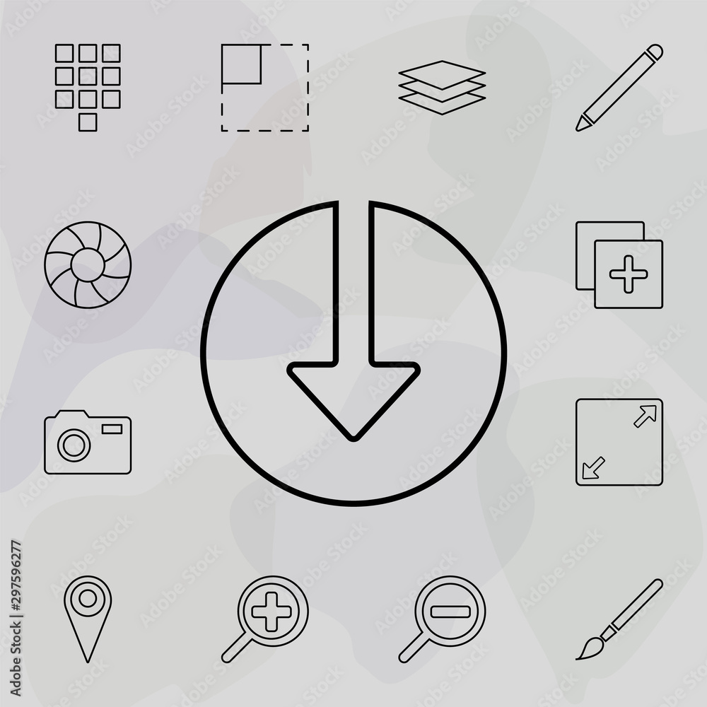Poster download in circle icon. universal set of web for website design and development, app development