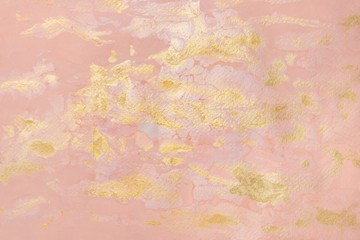 Abstract marble fluid art mix gold oil paint and pastel old roses acrylic paint on paper background
