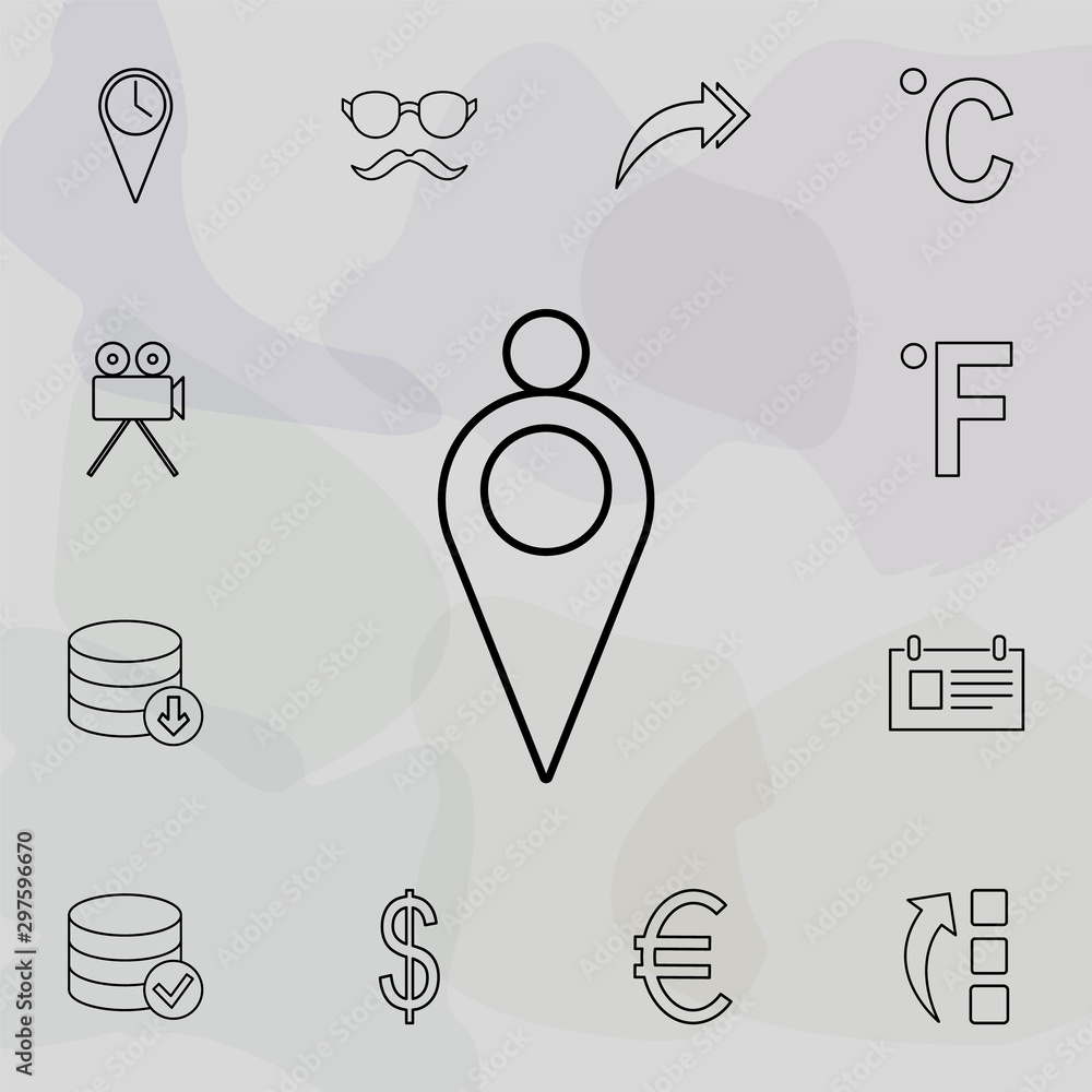 Poster pin with dot icon. universal set of web for website design and development, app development