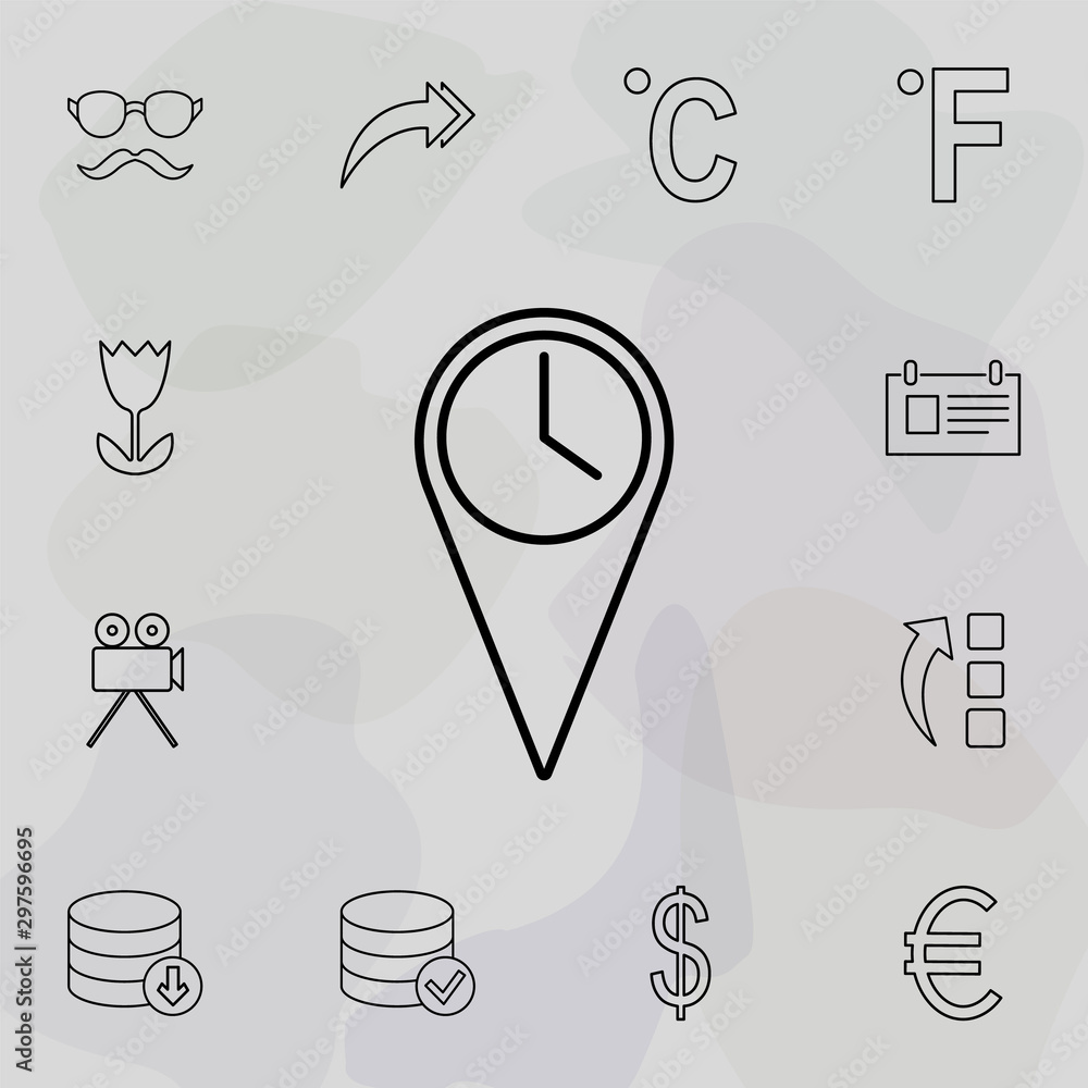 Poster clock in pin icon. universal set of web for website design and development, app development