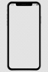 Realistic phone with transparent screen and display icons. Vector 