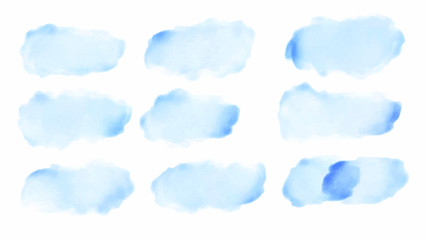 Fototapeta na wymiar blue watercolor splash set for your design, vector.