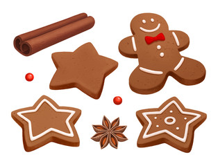 Gingerbread Man and star cookies with Christmas spices