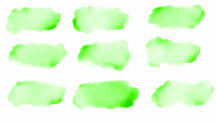 green watercolor splash set for your design, vector.