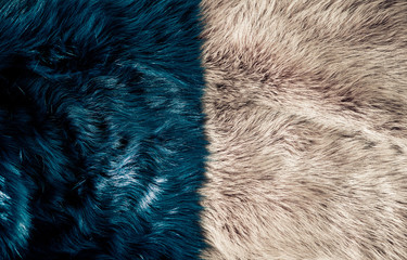 luxury two colors fur fabric texture with lights over surface