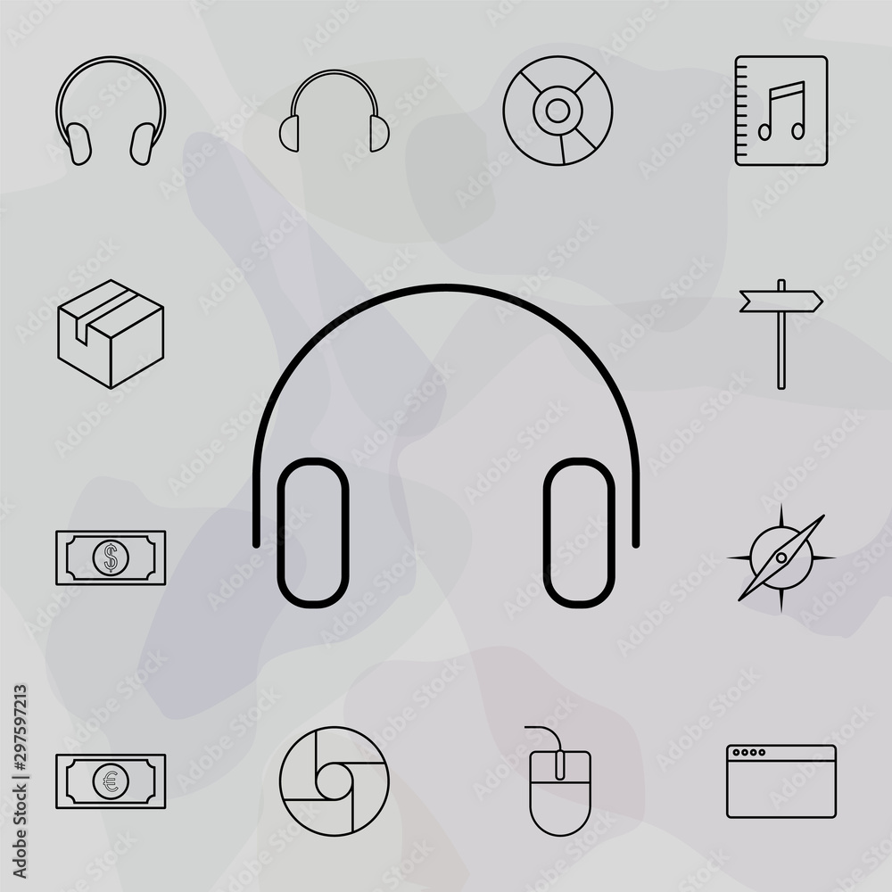 Poster headphones icon. universal set of web for website design and development, app development
