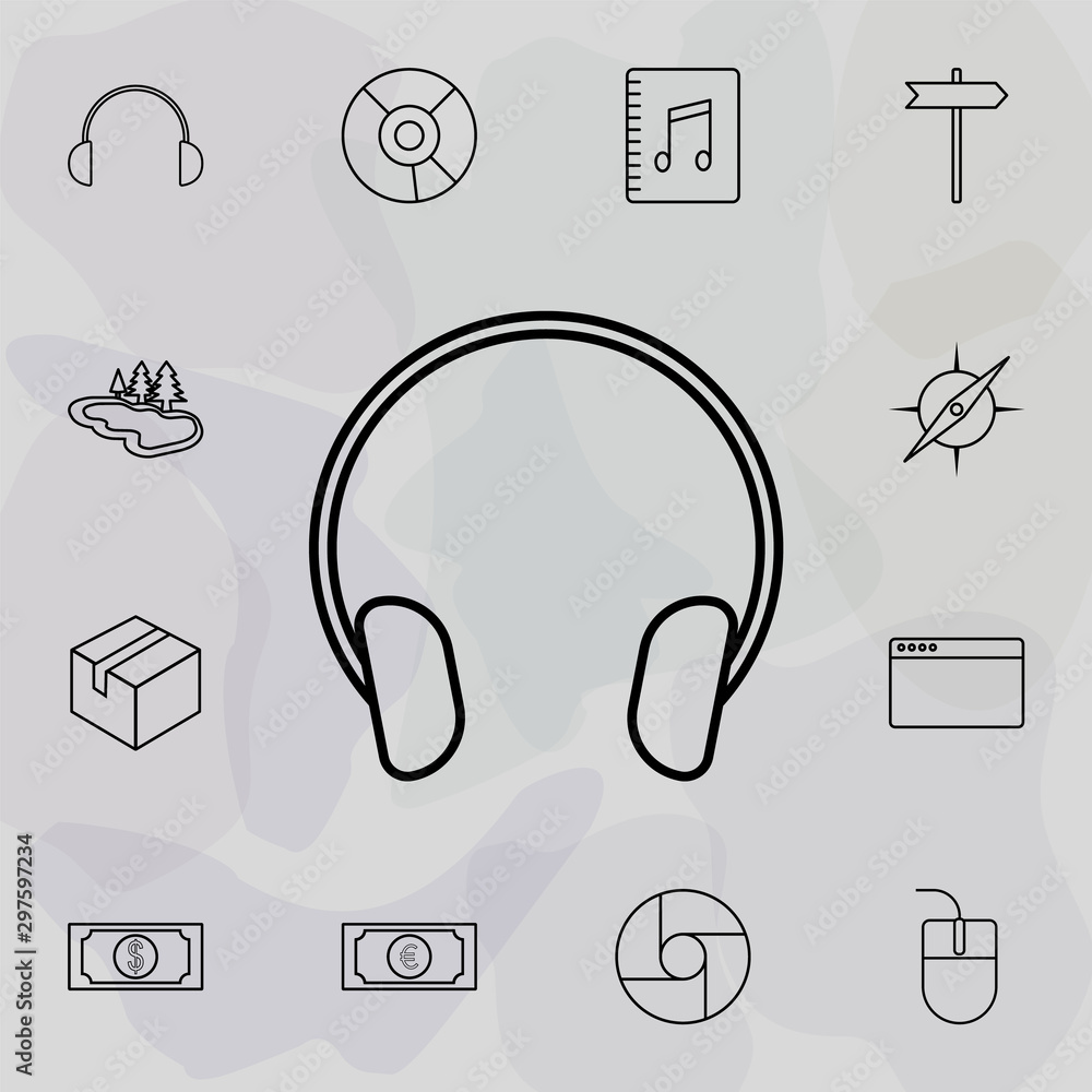 Poster headphones icon. universal set of web for website design and development, app development