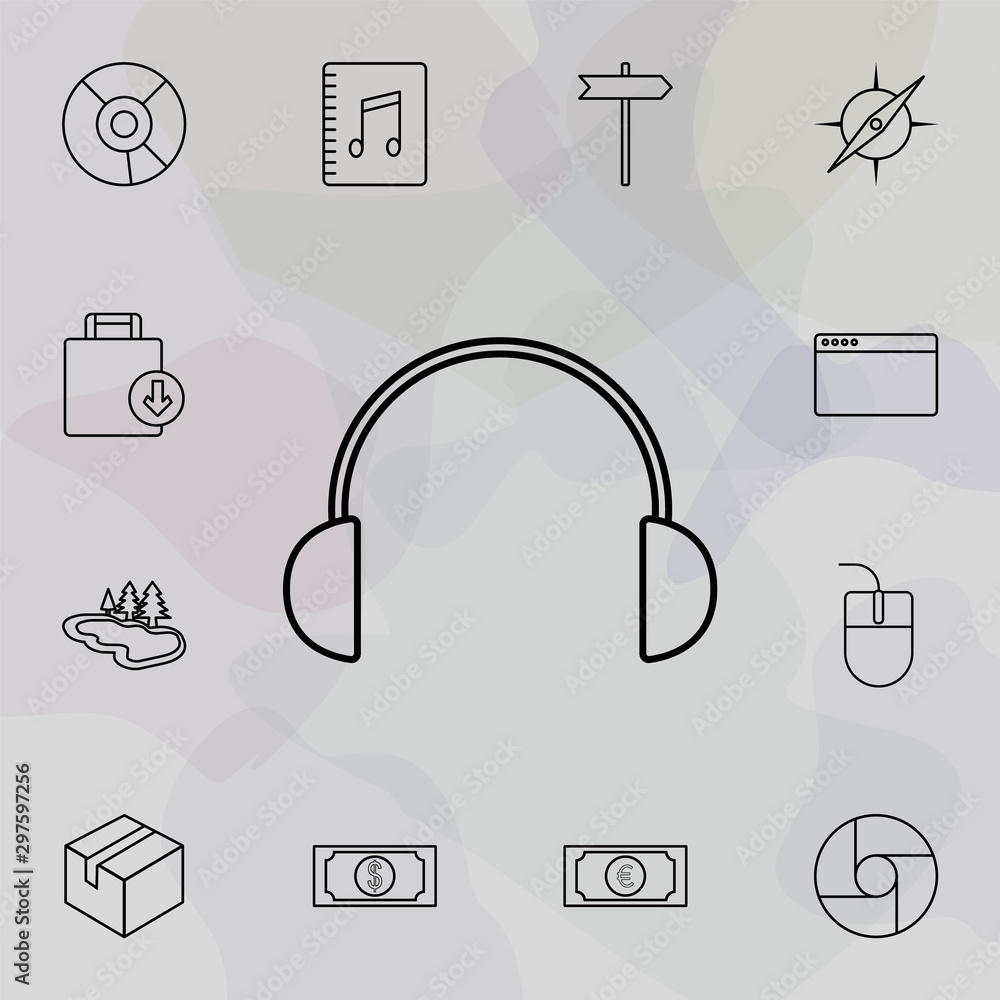 Poster headphones icon. universal set of web for website design and development, app development