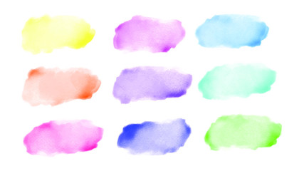 Colorful watercolor splash set for your design, vector.