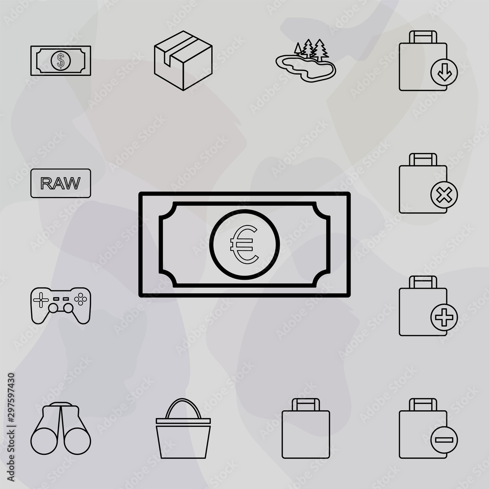 Poster euro banknote icon. universal set of web for website design and development, app development