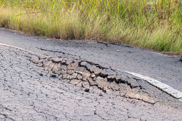 The paved road was demolished.