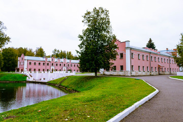 Russia, Marfino, 29 September 2019: buildings of Gothic Old Moscow Noble count manor Marfino