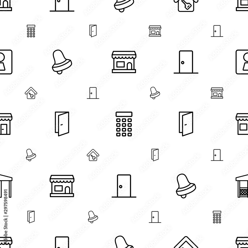 Poster door icons pattern seamless white background