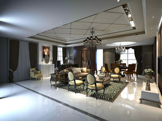 3d render of hotel reception and lobby