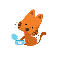 cat with food can illustration, vector
