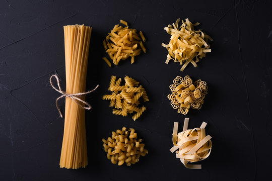  Various pasta. Cooking concept. Top view