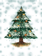 クリスマスツリー水彩画