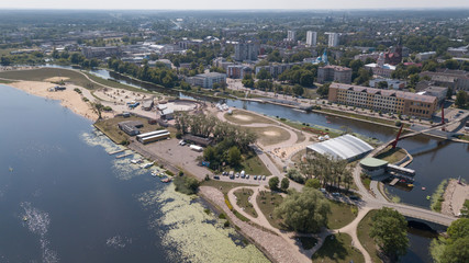 Aerial view of Jelgava city Latvia Zemgale drone top view