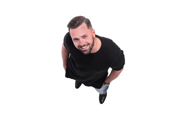 top view. beautiful young man looking at the camera