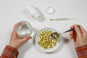 Healthy Vitamins, Omega 3 isolated on white background