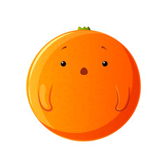 Cute orange character. Kawaii fruit vector characters isolated on white background