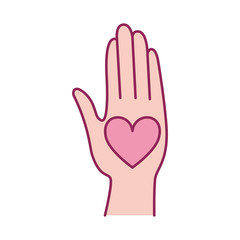 hand with heart breast cancer charity icon