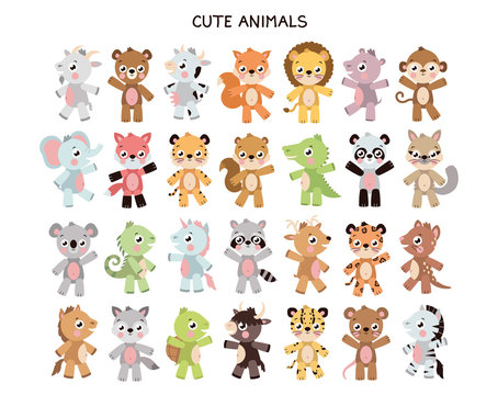 Different cute animal sticker template
