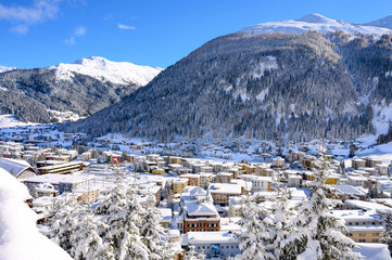 Landscape of  winter resort Davos, Switzerland.