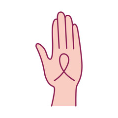 Breast Cancer Awareness hand lifting ribbon campaign