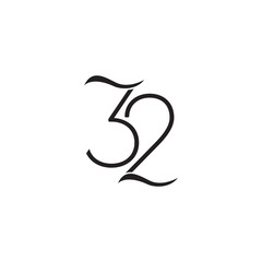 32 Years Anniversary Celebrations Vector Template Design Illustration