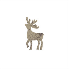 Christmas deer silhouette with texture isolated on white