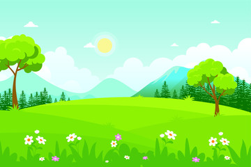 Beautiful Landscape Vector Illustration design, cute, lovely, adorable and scenery landscape design