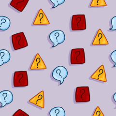 Vector Seamless Pattern of Question Marks. Quiz Background.